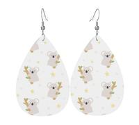 Lightweight Teardrop Earrings Cute Koala Bear Leather Dangle Drop Earrings Jewellery Gift For Women