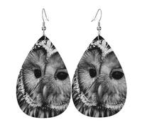 Lightweight Teardrop Earrings Cute Owl Leather Dangle Drop Earrings Jewellery Gift For Women