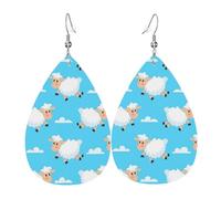 Lightweight Teardrop Earrings Cute Sheep Leather Dangle Drop Earrings Jewellery Gift For Women