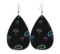 Lightweight Teardrop Earrings Fish Marine Plankton Leather Dangle Drop Earrings Jewellery Gift For Women