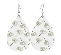 Lightweight Teardrop Earrings Flying Dandelion Seed Leather Dangle Drop Earrings Jewellery Gift For Women