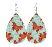 Lightweight Teardrop Earrings Orange Butterfly Leather Dangle Drop Earrings Jewellery Gift For Women