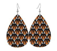 Lightweight Teardrop Earrings Skull Wizard Hat Leather Dangle Drop Earrings Jewellery Gift For Women