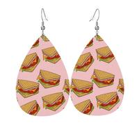 Lightweight Teardrop Earrings Tempting Sandwich Food Leather Dangle Drop Earrings Jewellery Gift For Women