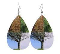 Lightweight Teardrop Earrings Tree Four Seasons Lawn Leather Dangle Drop Earrings Jewellery Gift For Women