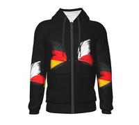 Lightweight Teen Zip Hoodie Patriotic Germany National Flag Print Casual Sports Sweatshirt Soft Durable Polyester Fabric Comfortable Fit Boys Everyday Activities