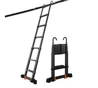 Lightweight Telescoping Extension Ladder 9ft-21ft Portable Folding Ladder with Detachable Hook & Support Bar Perfect for Home DIY and Professional Use