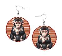 Lightweight The silent monkey Print Leather Earrings for Women - Fashionable Dangle Hoop Earrings, Simple yet Stylish Jewelry
