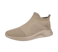 Lightweight Trainers Fashion Spring and Summer Men Sports Shoes Flat Bottom Lightweight Slip On Fly Woven Mesh Breathable Comfortable Solid Color Casual and Minimalist Style Khaki