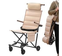 Lightweight Transport Chair - Lying and Sitting Mobility Support - High Load-Bearing Capacity Folding Wheelchair | for Elderly Senior Adult Disabled Outdoor Beach Travel