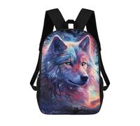 Lightweight Travel Bag Wolf Starry Sky Printed School Backpack Waterproof Book Bags for Camping, School, Travel, 42X32X14Cm