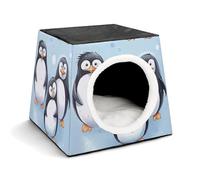 Lightweight Travel Crate Kennel Indoor & Outdoor Cute Penguins Printed Indoor Dog House with Washable Plush Cushion, Suitable for Dogs & Cats