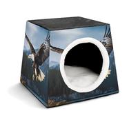 Lightweight Travel Crate Kennel Indoor & Outdoor Eagle at Hunting Printed Indoor Dog House with Washable Plush Cushion, Suitable for Dogs & Cats