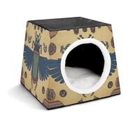 Lightweight Travel Crate Kennel Indoor & Outdoor Egyptian Scarab Printed Indoor Dog House with Washable Plush Cushion, Suitable for Dogs & Cats