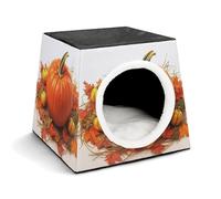 Lightweight Travel Crate Kennel Indoor & Outdoor Fall Pumpkin Printed Indoor Dog House with Washable Plush Cushion, Suitable for Dogs & Cats
