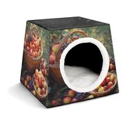 Lightweight Travel Crate Kennel Indoor & Outdoor Fruit Harvest Printed Indoor Dog House with Washable Plush Cushion, Suitable for Dogs & Cats