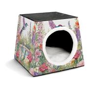 Lightweight Travel Crate Kennel Indoor & Outdoor Garden with Birds And Flowers Printed Indoor Dog House with Washable Plush Cushion, Suitable for Dogs & Cats