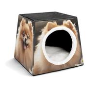 Lightweight Travel Crate Kennel Indoor & Outdoor Pomeranian Dog Printed Indoor Dog House with Washable Plush Cushion, Suitable for Dogs & Cats