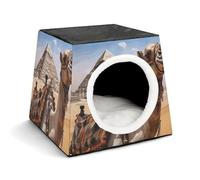 Lightweight Travel Crate Kennel Indoor & Outdoor Pyramid Camel Printed Indoor Dog House with Washable Plush Cushion, Suitable for Dogs & Cats