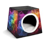 Lightweight Travel Crate Kennel Indoor & Outdoor Rainbow Smoke Printed Indoor Dog House with Washable Plush Cushion, Suitable for Dogs & Cats