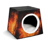 Lightweight Travel Crate Kennel Indoor & Outdoor Roaring Flame Printed Indoor Dog House with Washable Plush Cushion, Suitable for Dogs & Cats