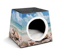 Lightweight Travel Crate Kennel Indoor & Outdoor Sea Turtle Starfish1 Printed Indoor Dog House with Washable Plush Cushion, Suitable for Dogs & Cats