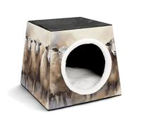Lightweight Travel Crate Kennel Indoor & Outdoor Sheeps Watercolor Printed Indoor Dog House with Washable Plush Cushion, Suitable for Dogs & Cats