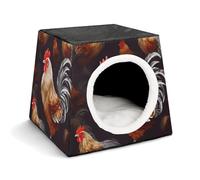 Lightweight Travel Crate Kennel Indoor & Outdoor Shine Rooster Printed Indoor Dog House with Washable Plush Cushion, Suitable for Dogs & Cats