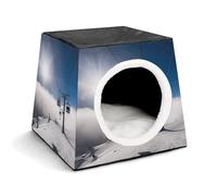 Lightweight Travel Crate Kennel Indoor & Outdoor Ski Lift at Sunshine Printed Indoor Dog House with Washable Plush Cushion, Suitable for Dogs & Cats