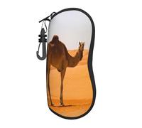 Lightweight Travel Eyeglass Case Pouch Holder, Compact Crushproof Sleeve For Sunglasses Glasses, Desert Sand Camel Glasses Pouch, Slim Protective Organizer Glasses Case For Men Women, Hiking Running