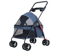 Lightweight Travel Pet Stroller for Small Medium Dogs & Cats, Compact Portable, Easy One-Hand Fold, Cup Holder + Storage Bag, Folding Stroller for Walking, Shopping, Traveling,Blue