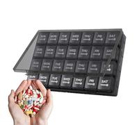 Lightweight Travel Pill Planner - Organized Prescription Box, Secure Closure Box | Color Coded Design, Easy Snap Lids, Compact Medicine Manager for Busy Routines Home Care Use Or Supplement Tracking