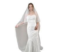 Lightweight Tulle Edged Veil Wedding Headpiece with Secure, Cream | White Sheer Netting with Integrated Hair Clip and Breathable Net Fabric for Traditional Weddings