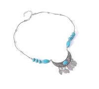 Lightweight Turquoise Leaf Tassels Clavicle Necklace Adjustable Length Neckchain For Women Unique Ethnic Accessories Retro Fashion Necklace