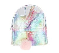 Lightweight Unicorn Sequin Backpack for Boys and Girls with Unique Glitter Design, Portable Polyester Material, Plush Ball Accessory, for School and Travel Use