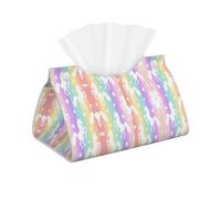Lightweight Unicorns On Colorful Stripes Tissue Box Cover Rectangle Tissue Holder for Bathroom, Vanity, Countertop Tabletop Car Office