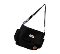Lightweight Unisex Shoulder Satchel Water-Resistant Fabric Multiple Pockets Ideal For Professionals Outdoor Essentials Travel, Black, Mass Beauty