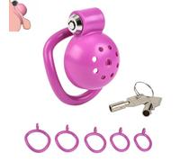 Lightweight Vertical Invisible Lock Male Chastity cage, Equipped with 5 Activity Rings and 2 Keys for Male Penis Exercise and Abstinence A193-uk (Purple:A)
