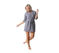 Lightweight Waffle Weave Bath, Spa & Bridesmaids Kimono Short Robes, Gray, XXL
