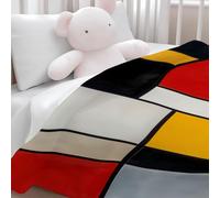 Lightweight Warm Blanket 51 × 59 inch, Super Soft Red Camping Throw Blanket With Abstract Windswept Geometric Cube Print - Small Single Size Blankets for Home Living Room Sofa Couch Bed