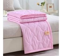 Lightweight Washed Cotton Quilt for Summer - Soft Thin Reversible Cooling Comforter Blanket Solid Color Breathable Washable Bedspread for Night Sweats Bed Couch Travel Adults (Pink,150x200cm)