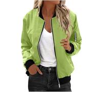 Lightweight Waterproof Jacket Full Zip Up Tops Bomber Baseball Jacket Fall Clothing Casual Solid Color Open Front Cardigan Round Neck Long Sleeve Waterproof Coat Autumn Clothing with Pockets