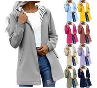 Lightweight Waterproof Jacket Summer Casual Long Sleeve Full Zip Raincoat Loose Drawstring Ladies Waterproof Jackets With Hood Breathable Outdoor Jacket Plus Size Rain Coat For Hiking And Walking