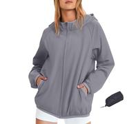 Lightweight Waterproof Jacket Women Packable Rain Coat With Hood Full Zip Windbreaker Rain Jacket Pac A Mac Ladies Raincoat Outdoor Travel Active Jackets for Hiking Running Cycling Walking