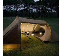 Lightweight Waterproof Tunnel Tent Featuring Large Lobby Space and Easy Setup for Campers (sand)