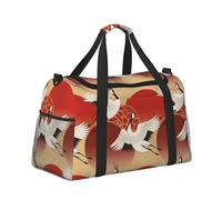 Lightweight Weekender Duffel Bags Travel Holdall - Carry-On Cabin Bag, Gym Bag or Overnight Bag, Flying Paired Cranes Over A Rising Sun