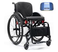 Lightweight Wheel Chair For Adults,Aluminum Alloy Wheelchair,Sports Folding Transport Wheelchair,Mobility Aids For Adult,Self-propelled Manual Wheelchairs,with Handbrakes,Quick Release Rear Wheels(Blu
