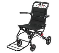 Lightweight Wheelchair for Adults, Escape Folding Wheelchairs, Compact Wheel Chair with Adjustable Footrests, Attendant Propelled, Padded Seat, Folding Transport Travel Transit Wheelchair (Black)