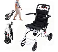 Lightweight Wheelchair for Adults, Escape Folding Wheelchairs, Compact Wheel Chair with Adjustable Footrests, Attendant Propelled, Padded Seat, Folding Transport Travel Transit Wheelchair (White)