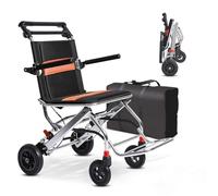 Lightweight Wheelchairs for Adults and Children, Portable Folding Transport Wheelchair with Hand Brake, Lightweight Foldable Transit Travel Wheelchair with Travel Bags Aluminum Alloy Trolleys (Orange)